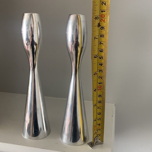 Nambe studio 1994 set of two Candle Sticks #26 vintage MCM modern metal - Picture 4 of 6